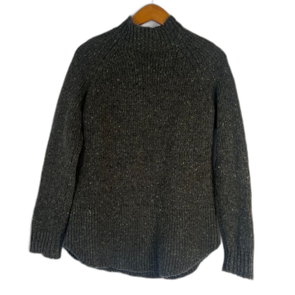 Cynthia Rowley Green Mock Neck Back Button Detail‎ Wool Blend Sweater Size Small